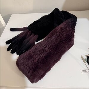 Elegant Black and Purple Faux Fur Scarf